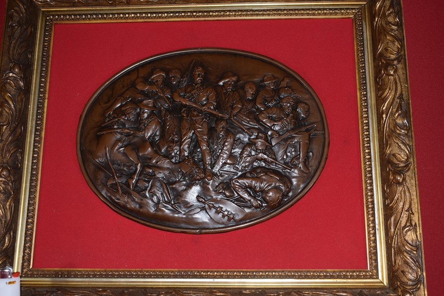 GILT FRAMED BRONZE PLAQUE MATABELE WAR 1893-SOLD